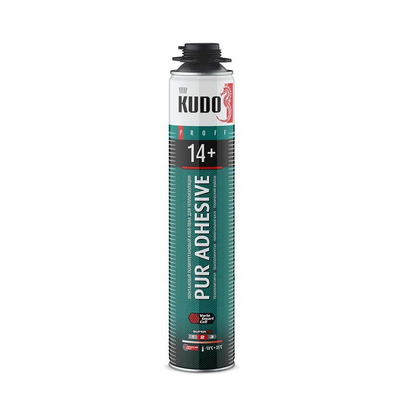 Клей-пена полиуретановый монтажный Kudo Pur Adhesive Proff 14+, всесезонный (1 л)